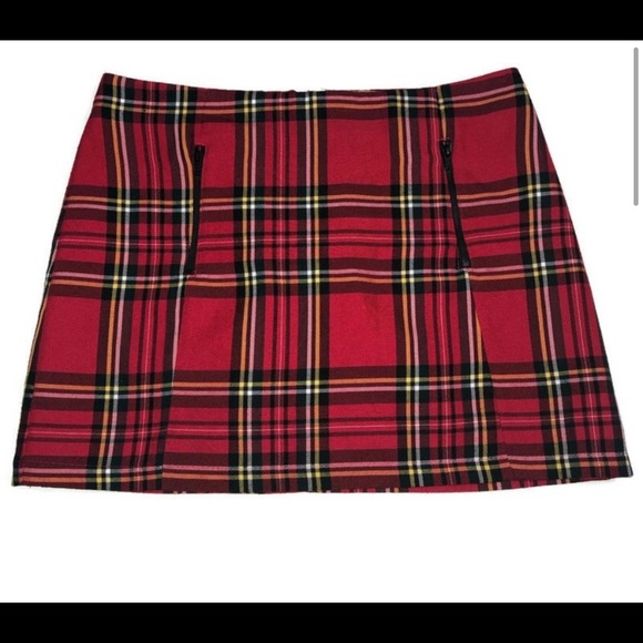 Top shop tartan plaid mini skirt size 6 - Picture 3 of 6
